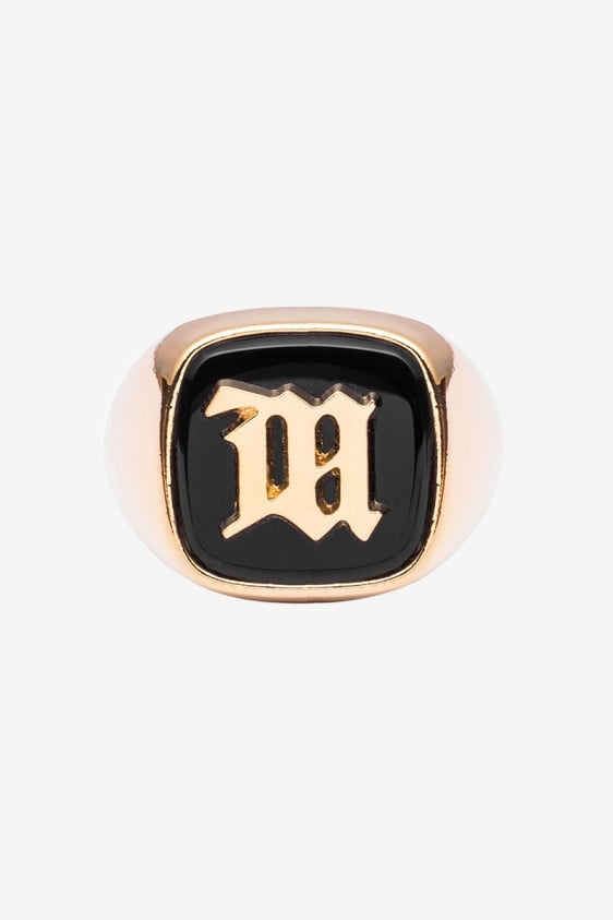 Monogram Gold And Onyx Ring