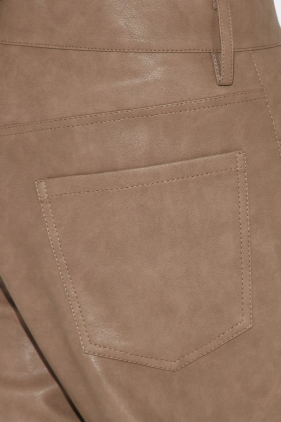 Matte Vegan Leather Trousers Brown