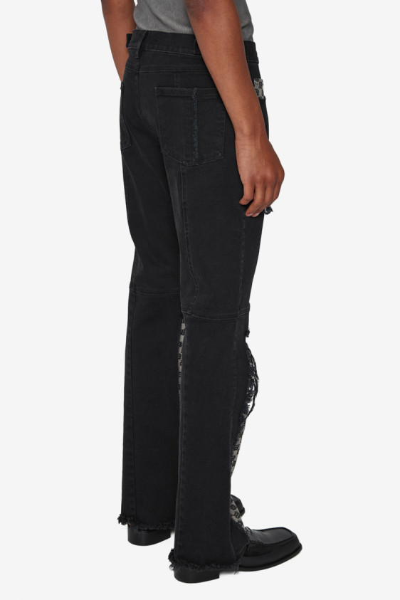 Denim Patchwork Flared Trousers