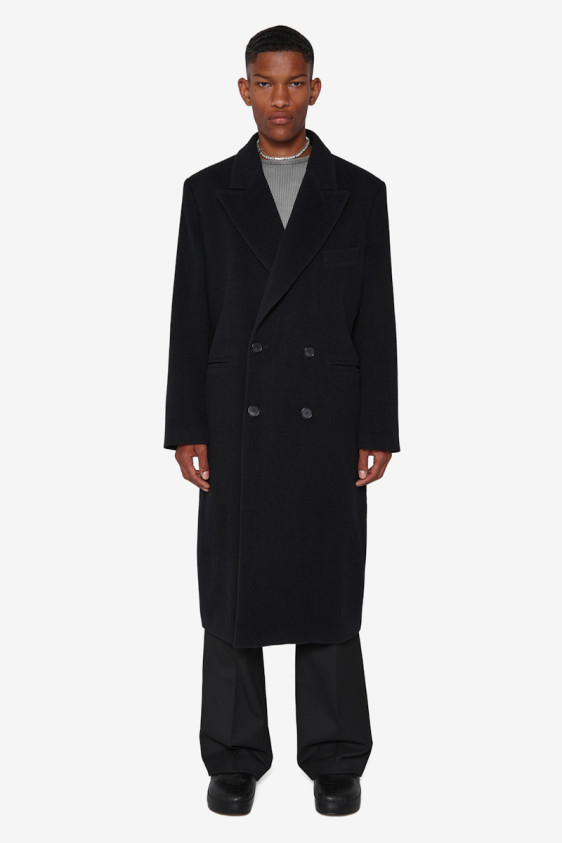 Double Breasted Wool Coat Black