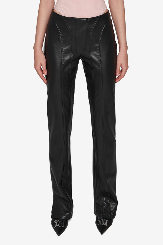 Harley Low Waisted Vegan Leather Trousers Black
