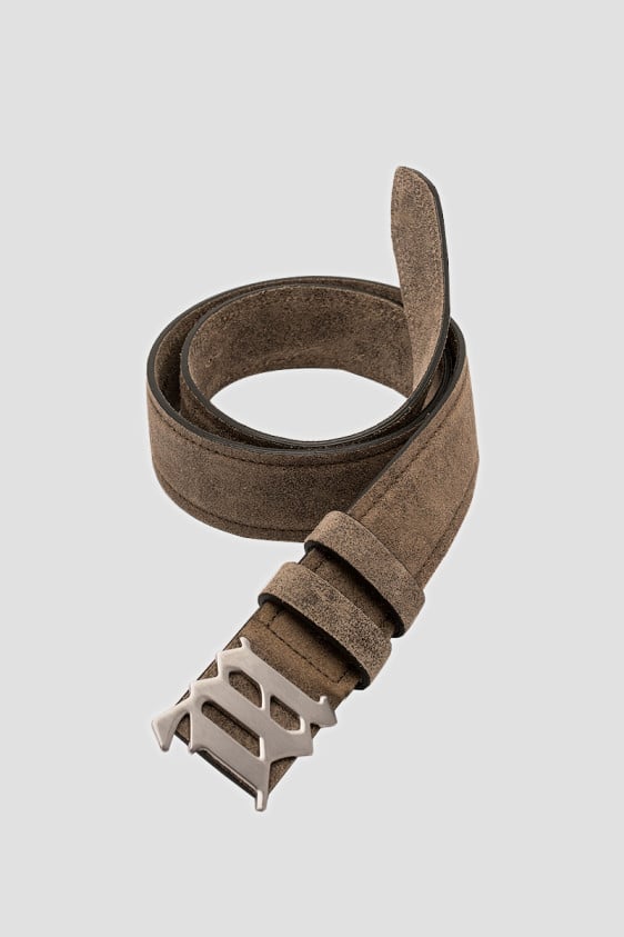 Cracked Genuine Leather Belt Taupe