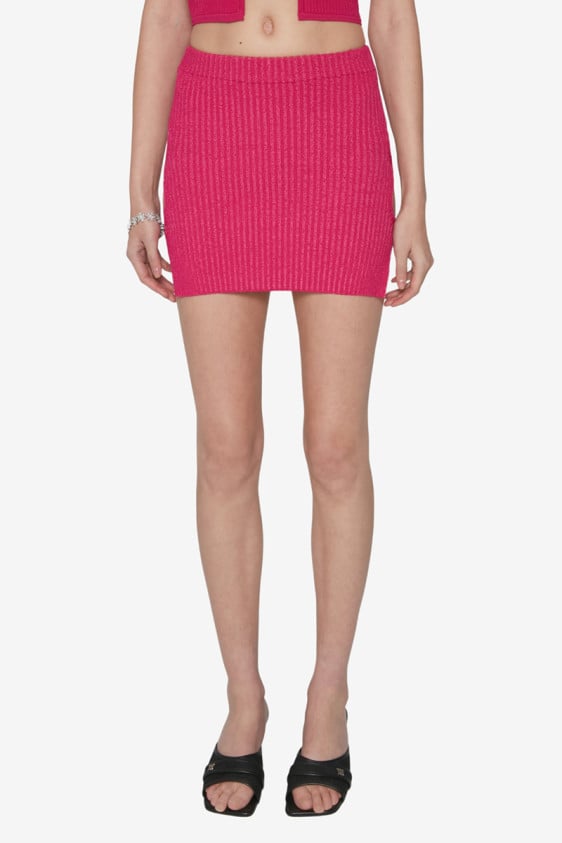 Fully Fashioned Knitted Mini Skirt Fuchsia