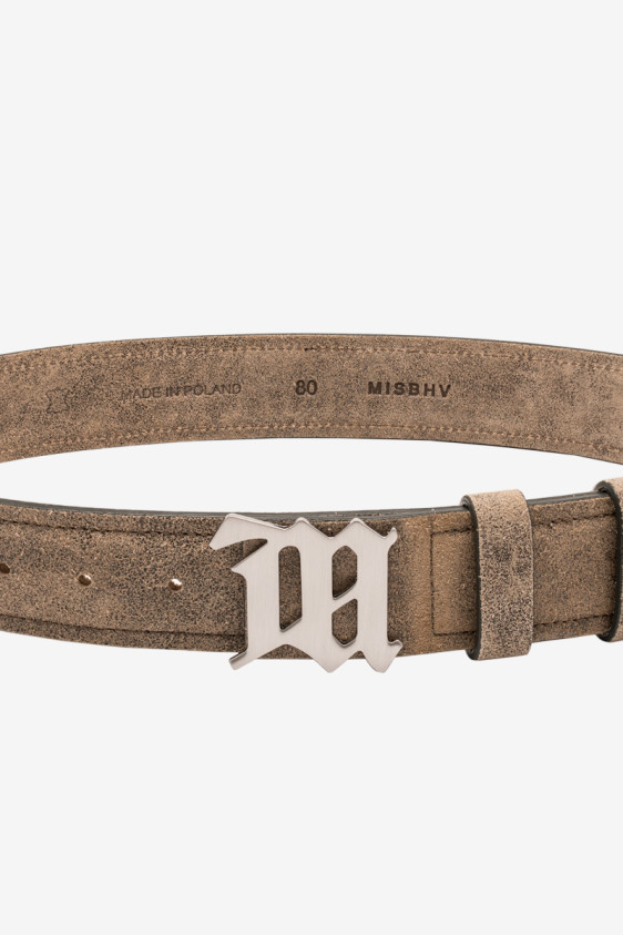 Cracked Genuine Leather Belt Taupe