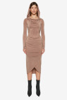 Cupro Hooded Midi Dress Stone
