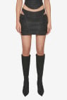 Faded Vegan Leather Ruched Mini Skirt Black