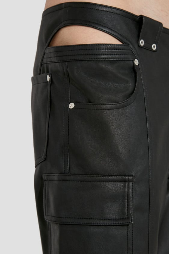 Matte Faux Leather Cut Out Trousers