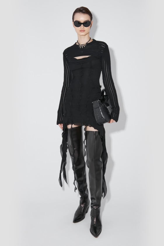 Chiffon Mini Dress Black
