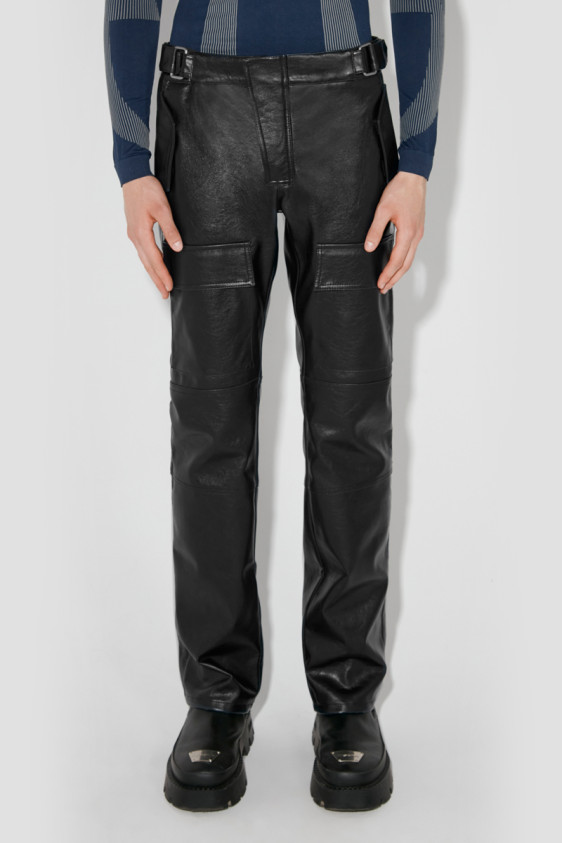 Matte Faux Leather Moto Trousers Black