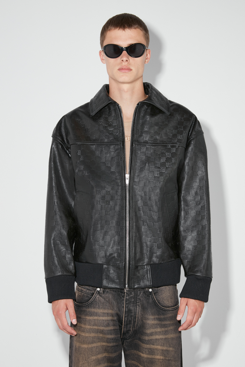 MISBHV Bandit Embossed Monogram Leather Jacket - Black - 231M409