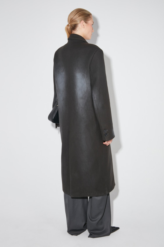 Double Breasted Wool Concept Coat Black