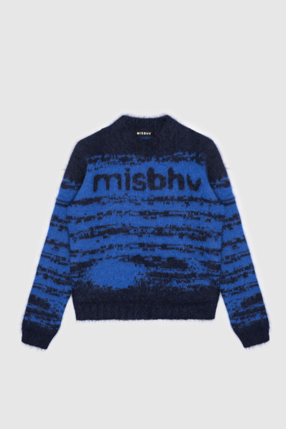 Brushed Mohair Knit Electric Blue
