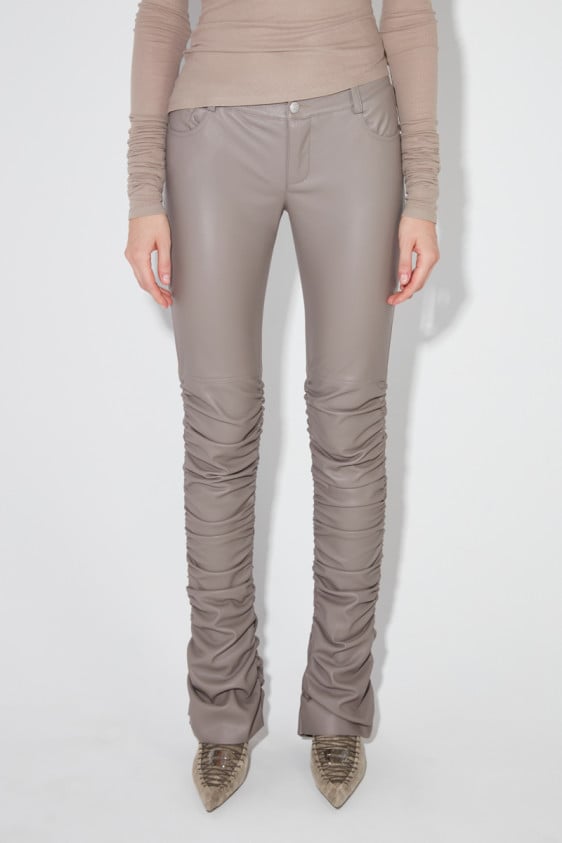 Faux Leather Ruched Trousers