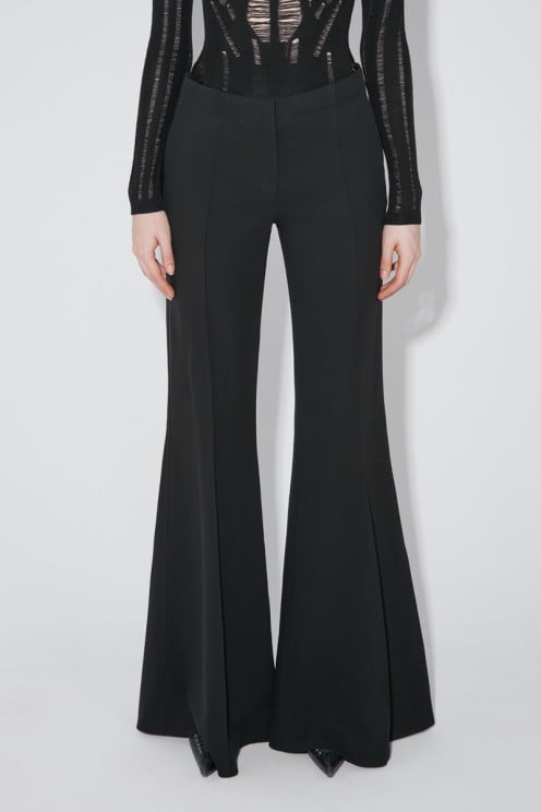 Fluid Flared Crepe Trousers