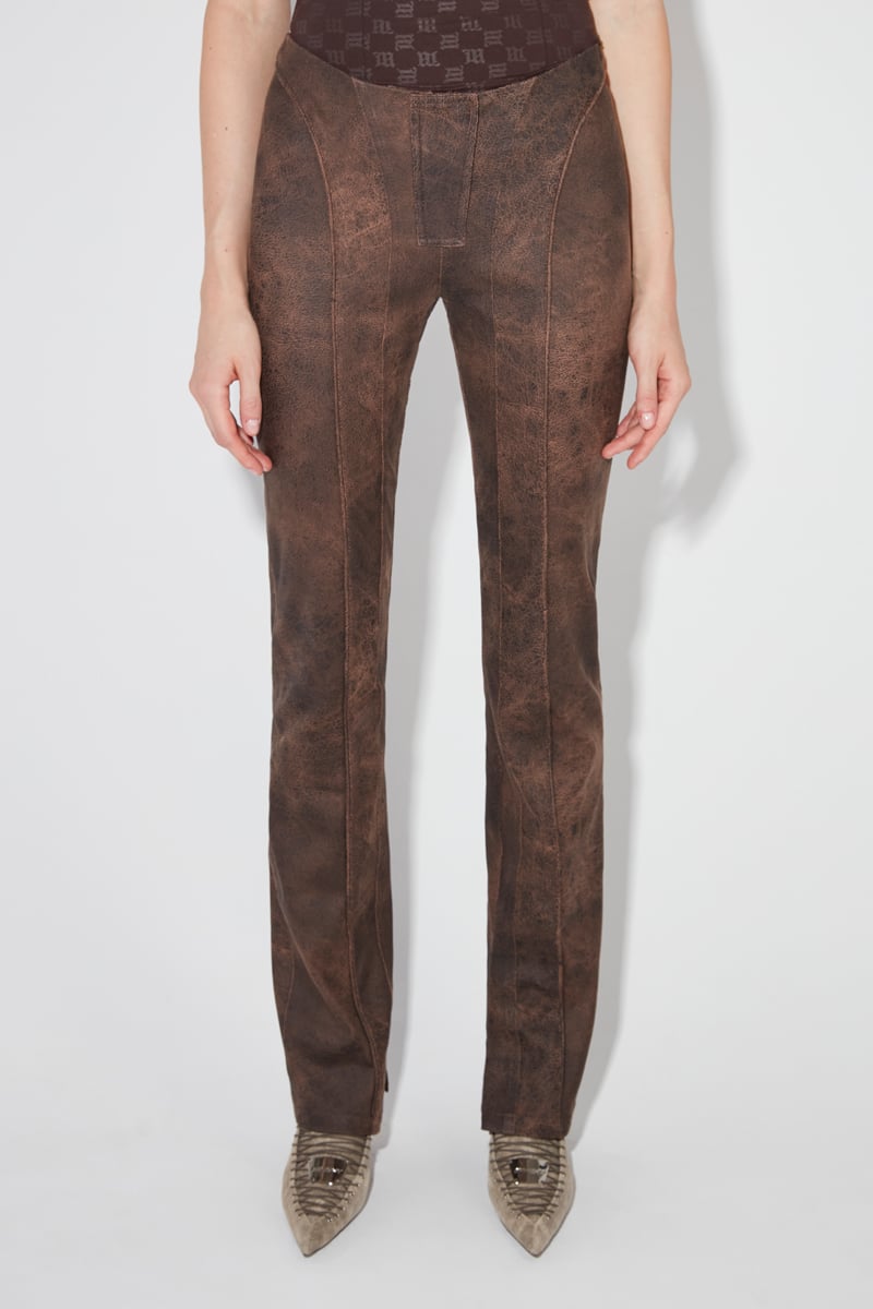 5 Pocket Leather Trousers | Mens Brown Leather Jeans