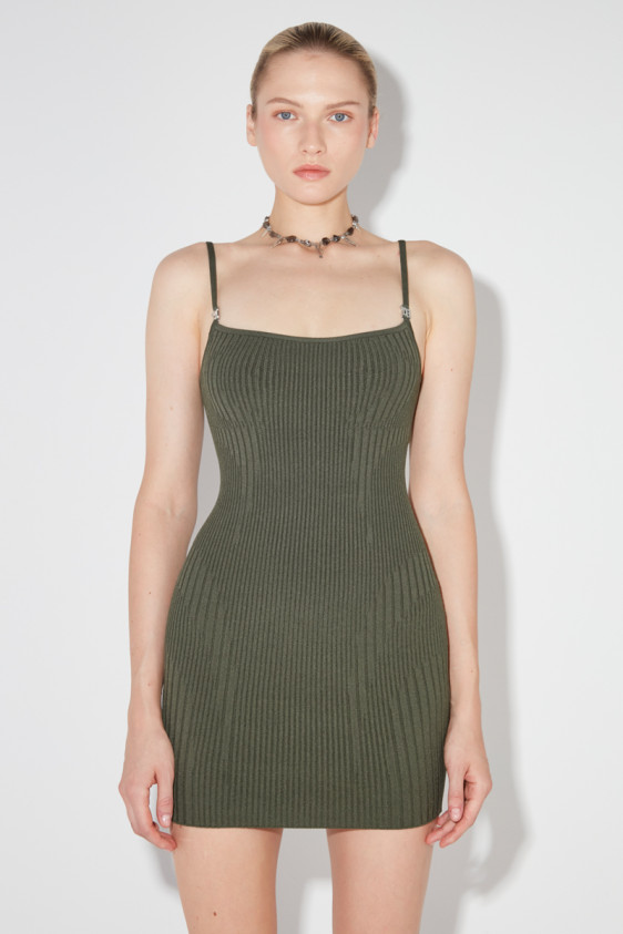 Knitted Seamless Mini Dress Forest Green
