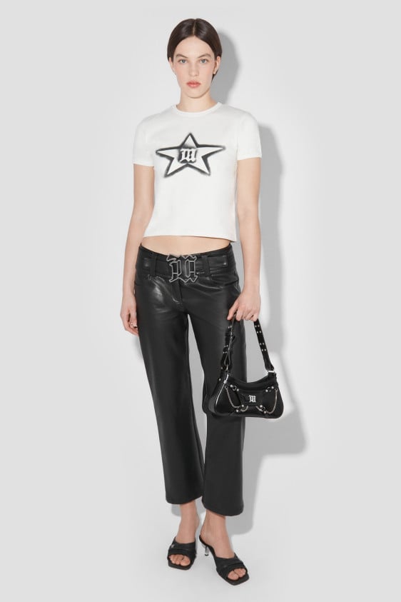 Matte Faux Leather Low Rise Trousers