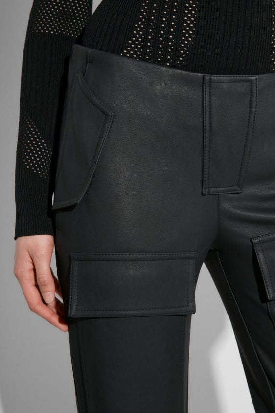 Matte Faux Leather Moto Trousers