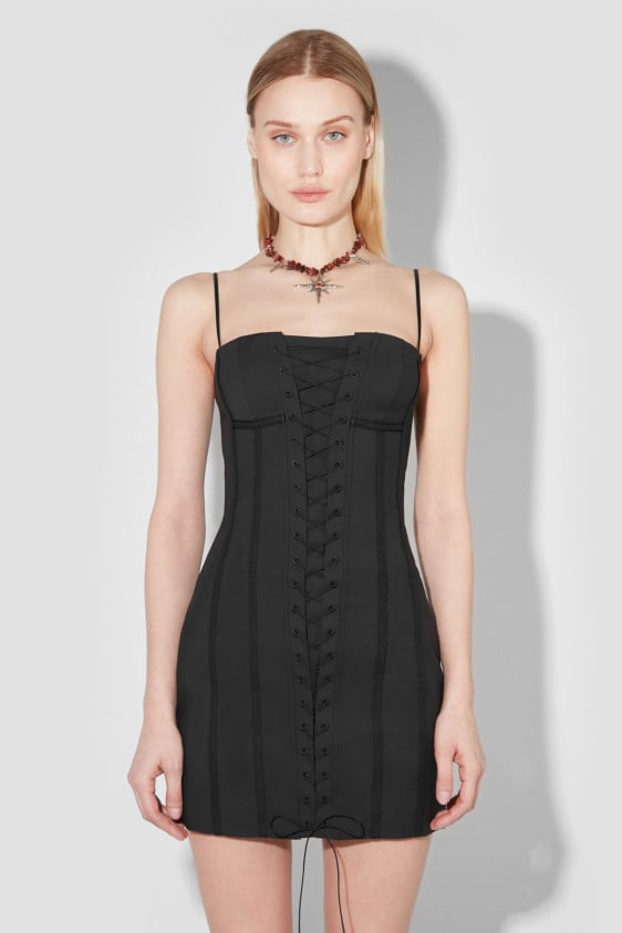 Lara Laced Corset Mini Dress Black