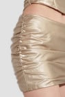 Ruched Faux Leather Mini Skirt