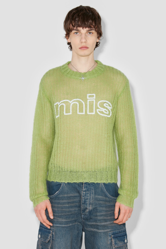 Unbrushed Mohair Open Knit Lime