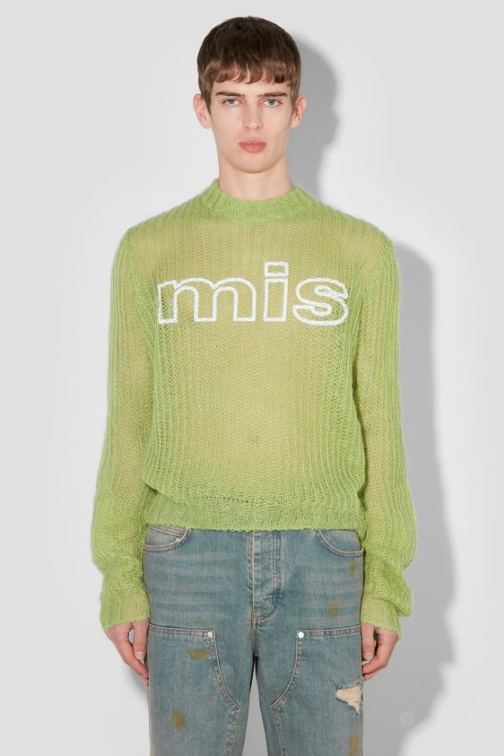 Unbrushed Mohair Open Knit Lime