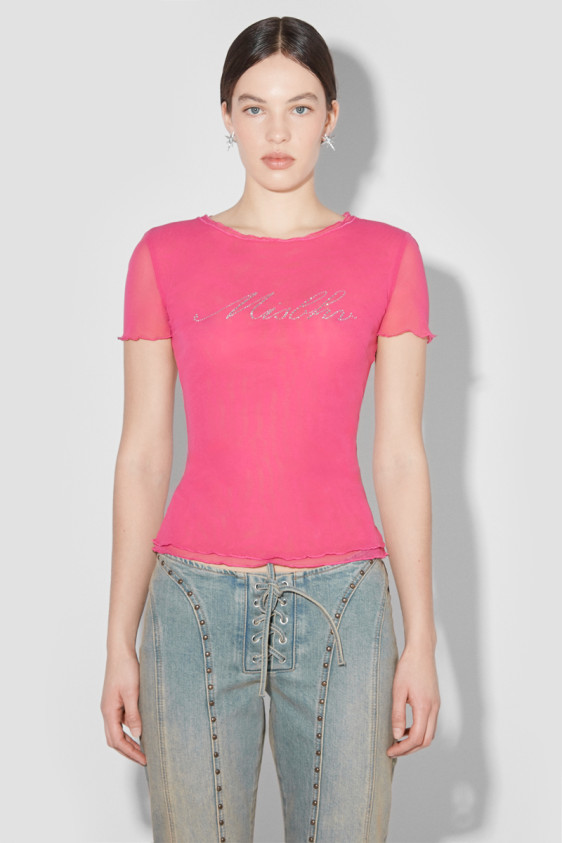 Misbhv Crystal Mesh Baby T-Shirt Pink