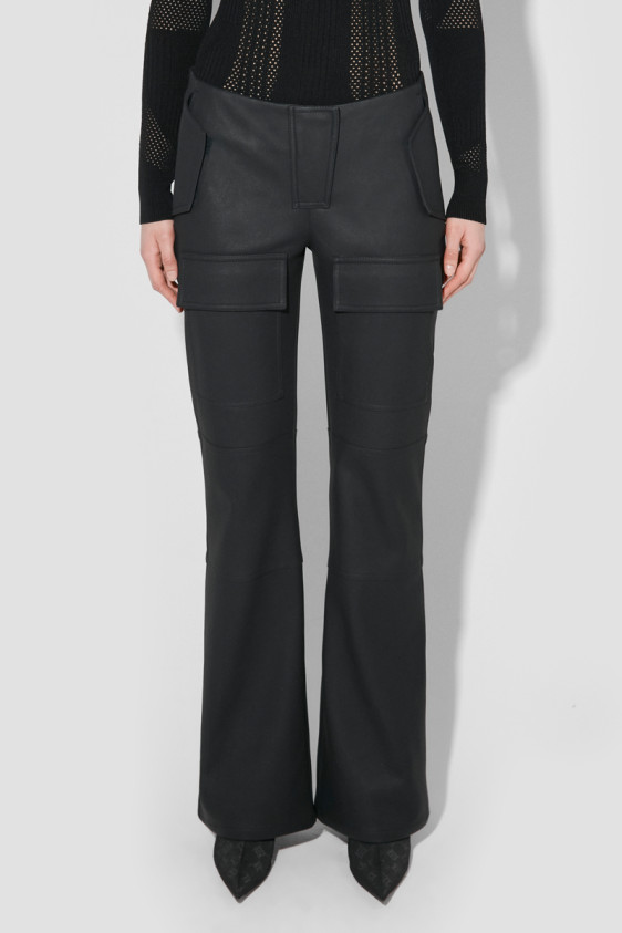 Matte Faux Leather Moto Trousers Faded Black