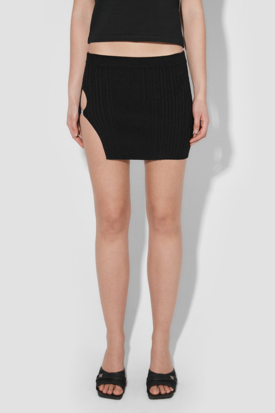 Seamless Knitted Mini Skirt Black