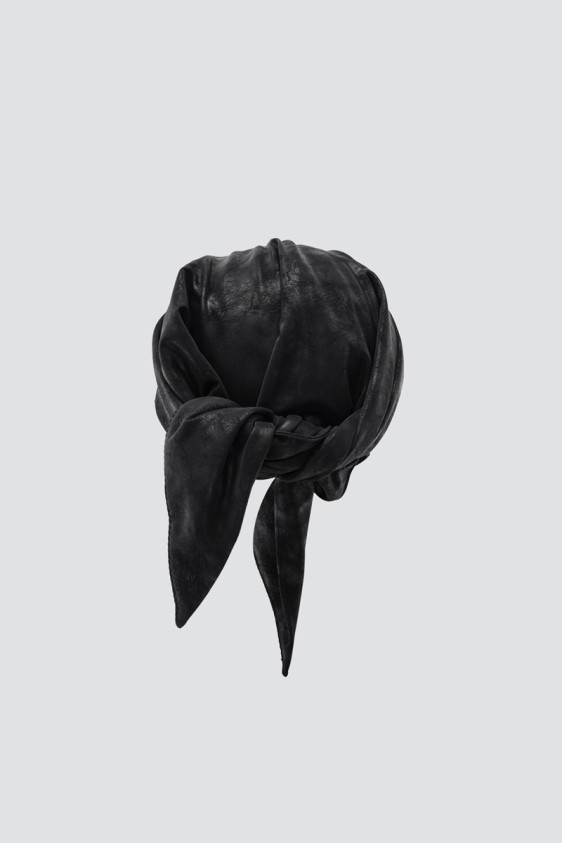 Scarf Hat Faded Faux Leather Black