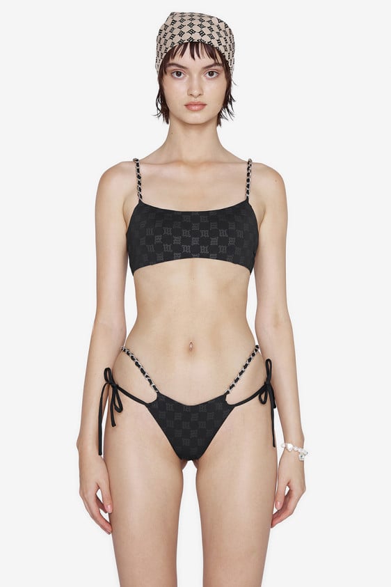 Swim Chain Monogram Bikini Bottoms Black