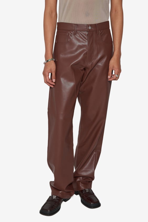 Vegan Leather Trousers Brown