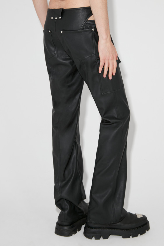 Matte Faux Leather Cut Out Trousers Black