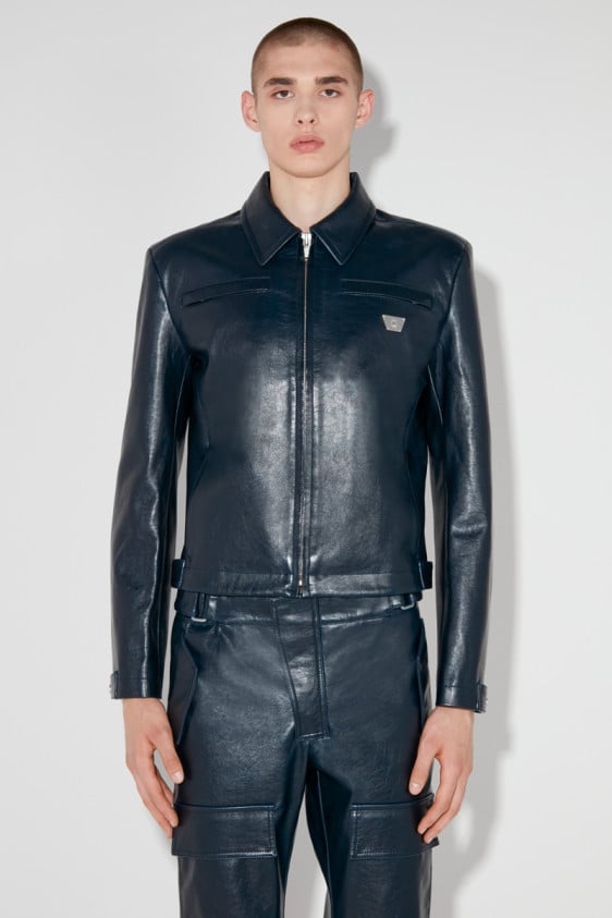 Faux Leather Jacket Midnight Blue