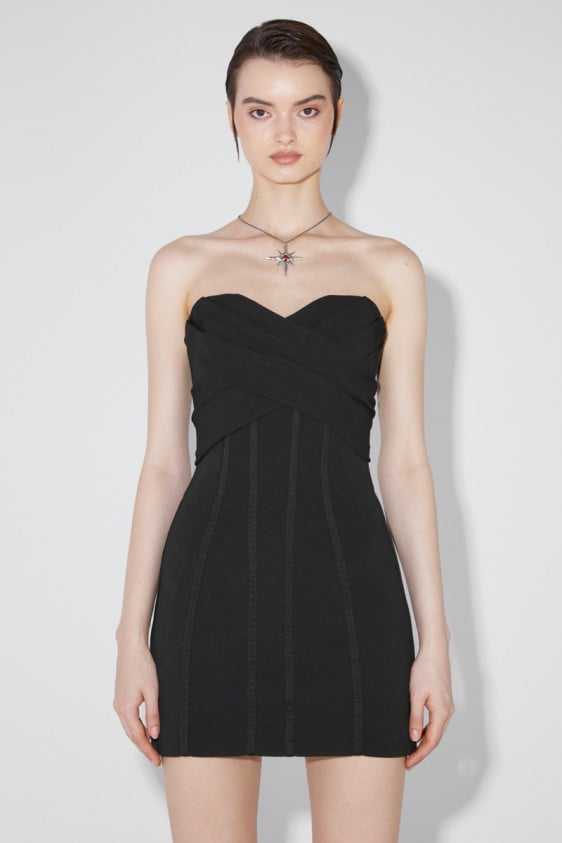 Bianca Strapless Corset Mini Dress Black