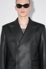 Matte Faux Leather Double Breasted Blazer